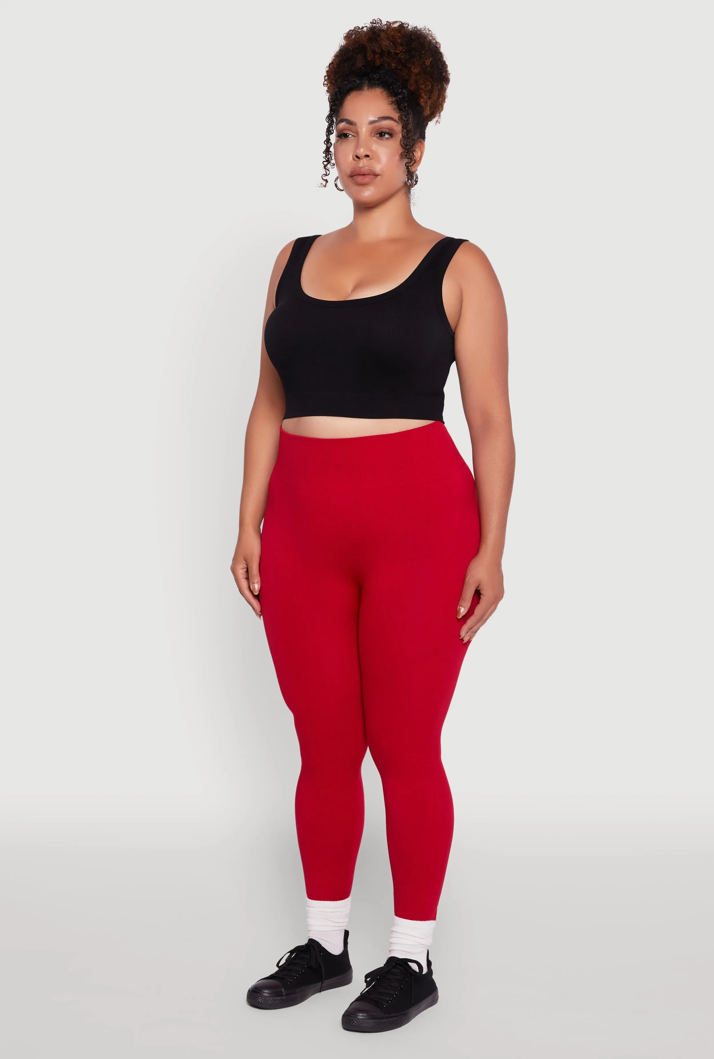 Plus Size Fleece Lined Leggings with Textured Waistband sold by Rainbow product image thumbnail 3