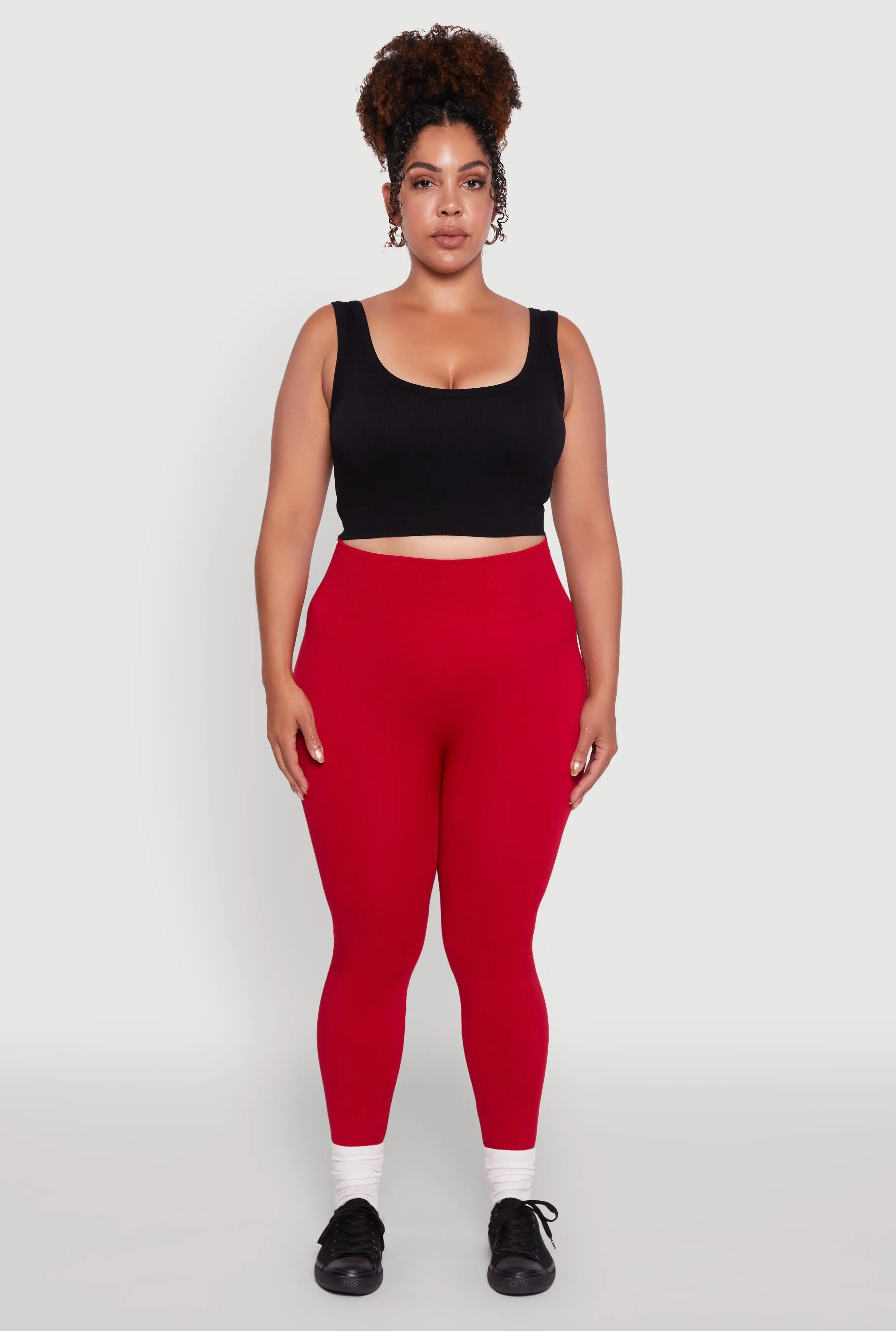 Plus Size Fleece Lined Leggings with Textured Waistband sold by Rainbow product image thumbnail 2