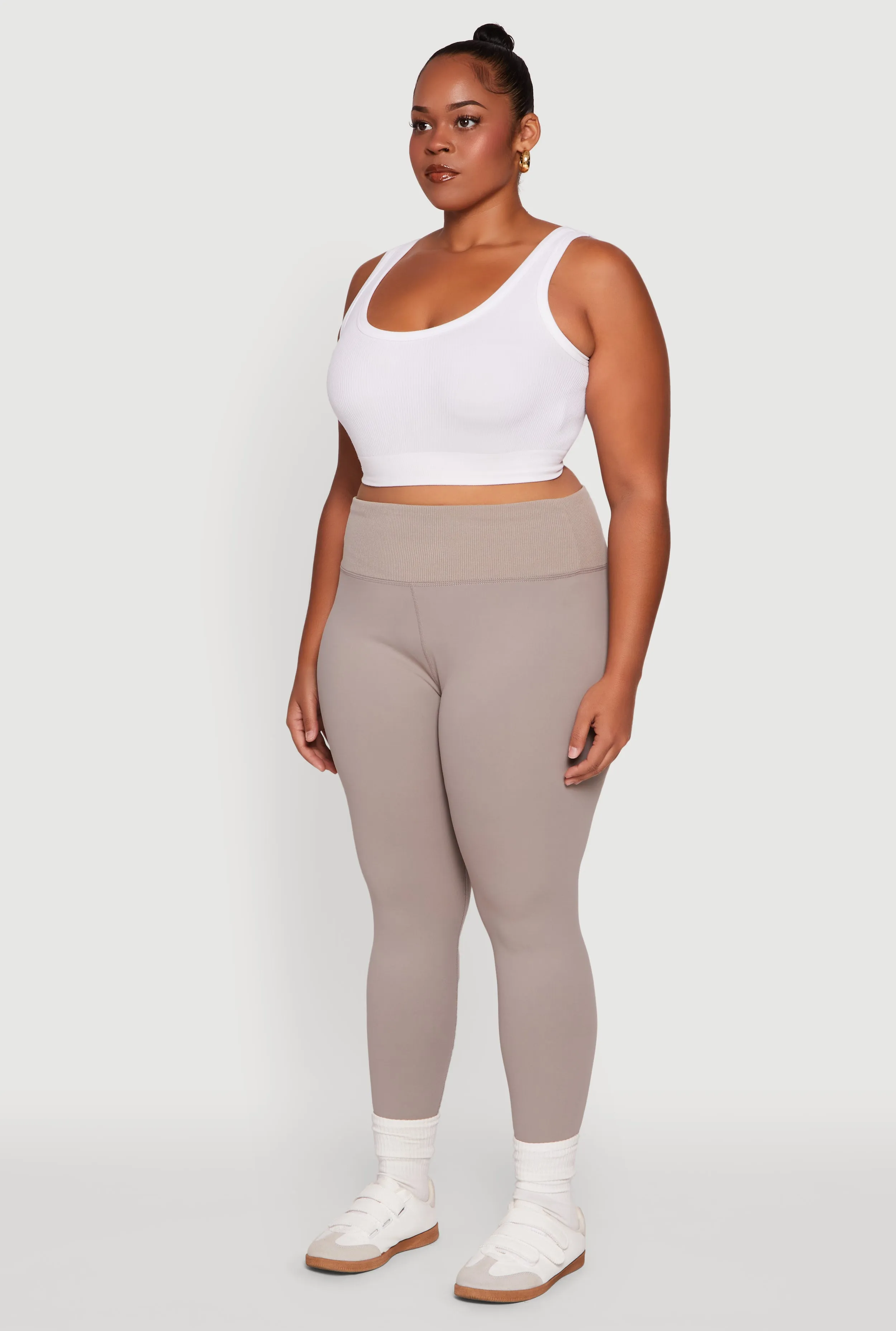 Plus Size Ribbed Knit High Waistband Leggings sold by Rainbow product image thumbnail 3