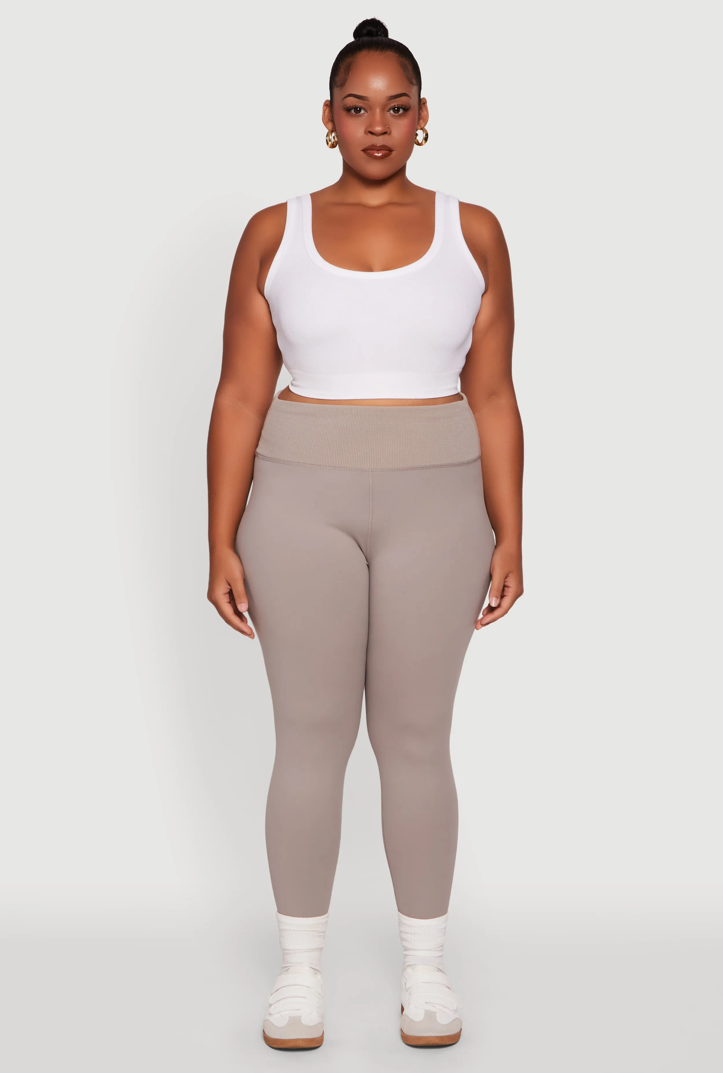 Plus Size Ribbed Knit High Waistband Leggings sold by Rainbow product image thumbnail 2