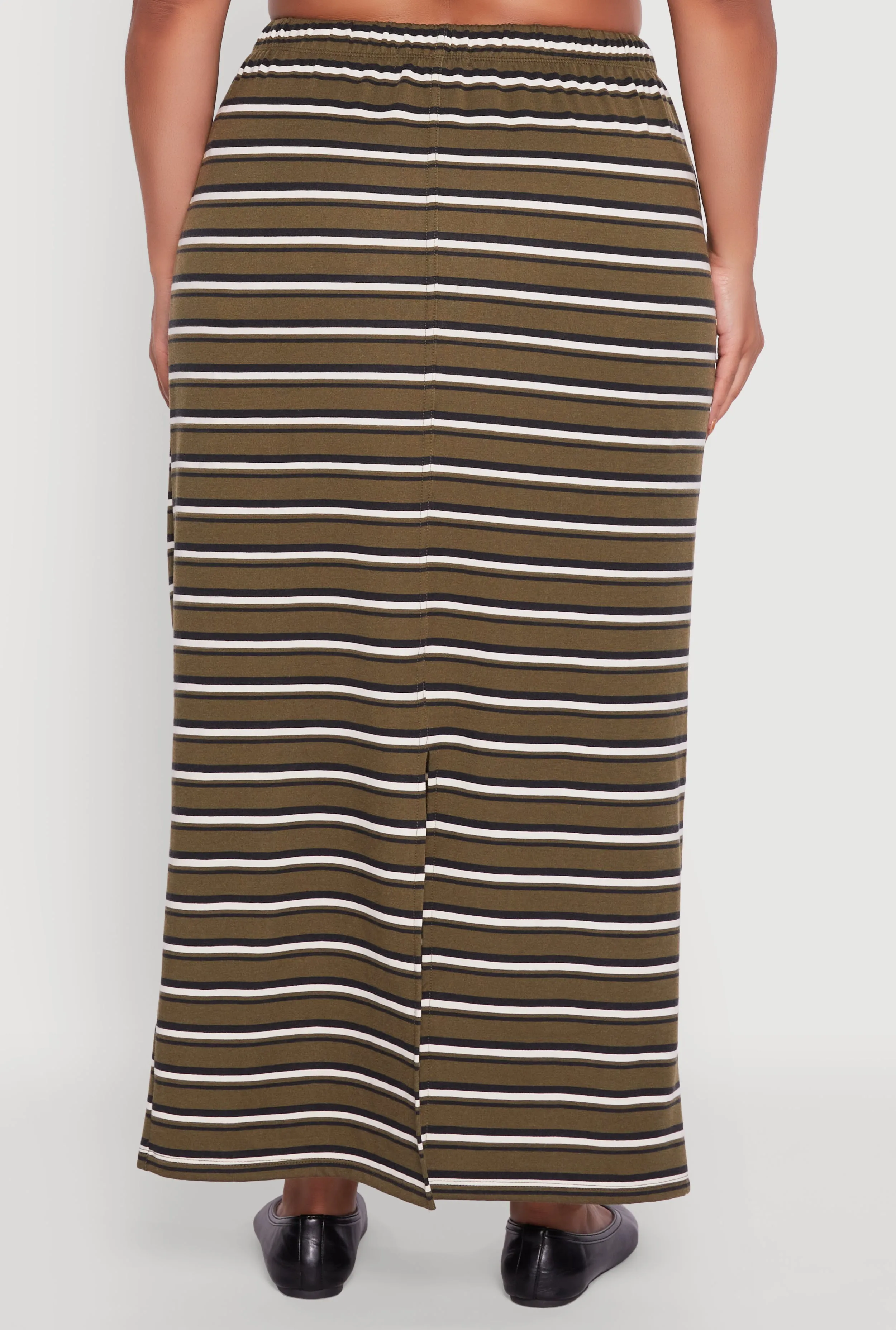 Plus Size Striped Toggle Drawstring Waist Maxi Skirt sold by Rainbow product image thumbnail 5