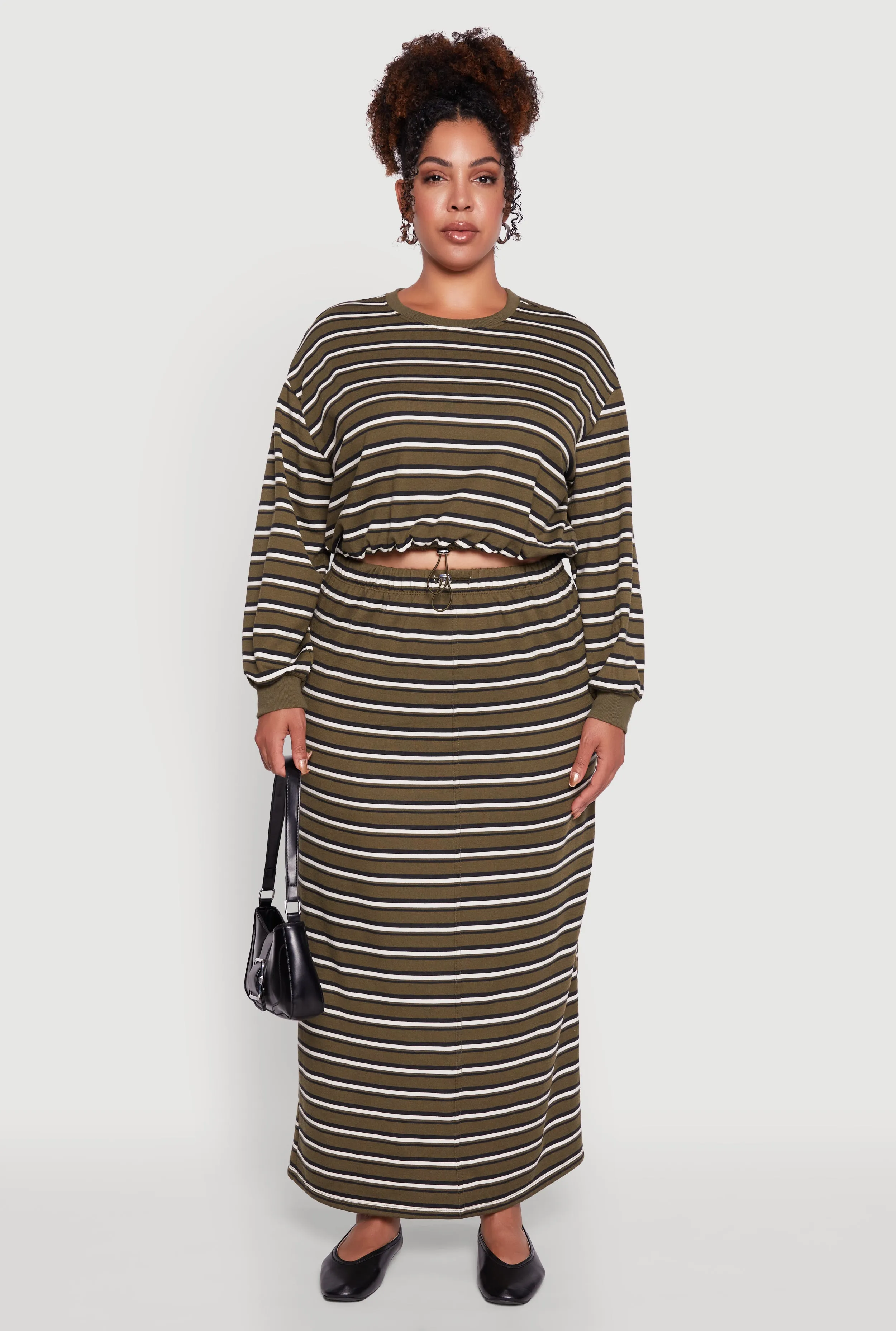 Plus Size Striped Toggle Drawstring Waist Maxi Skirt sold by Rainbow product image thumbnail 2