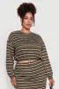 Plus Size Striped Cropped Toggle Drawstring Hem Sweatshirt sold by Rainbow