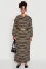 Plus Size Striped Cropped Toggle Drawstring Hem Sweatshirt sold by Rainbow