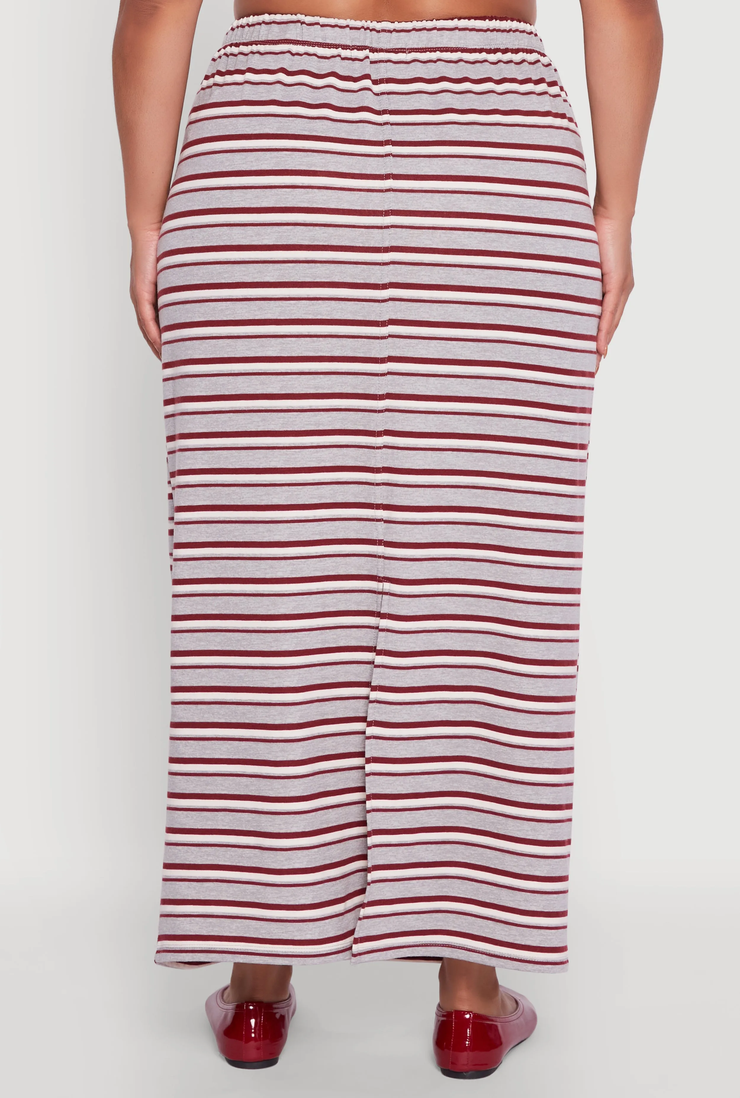 Plus Size Striped Toggle Drawstring Waist Maxi Skirt sold by Rainbow product image thumbnail 5