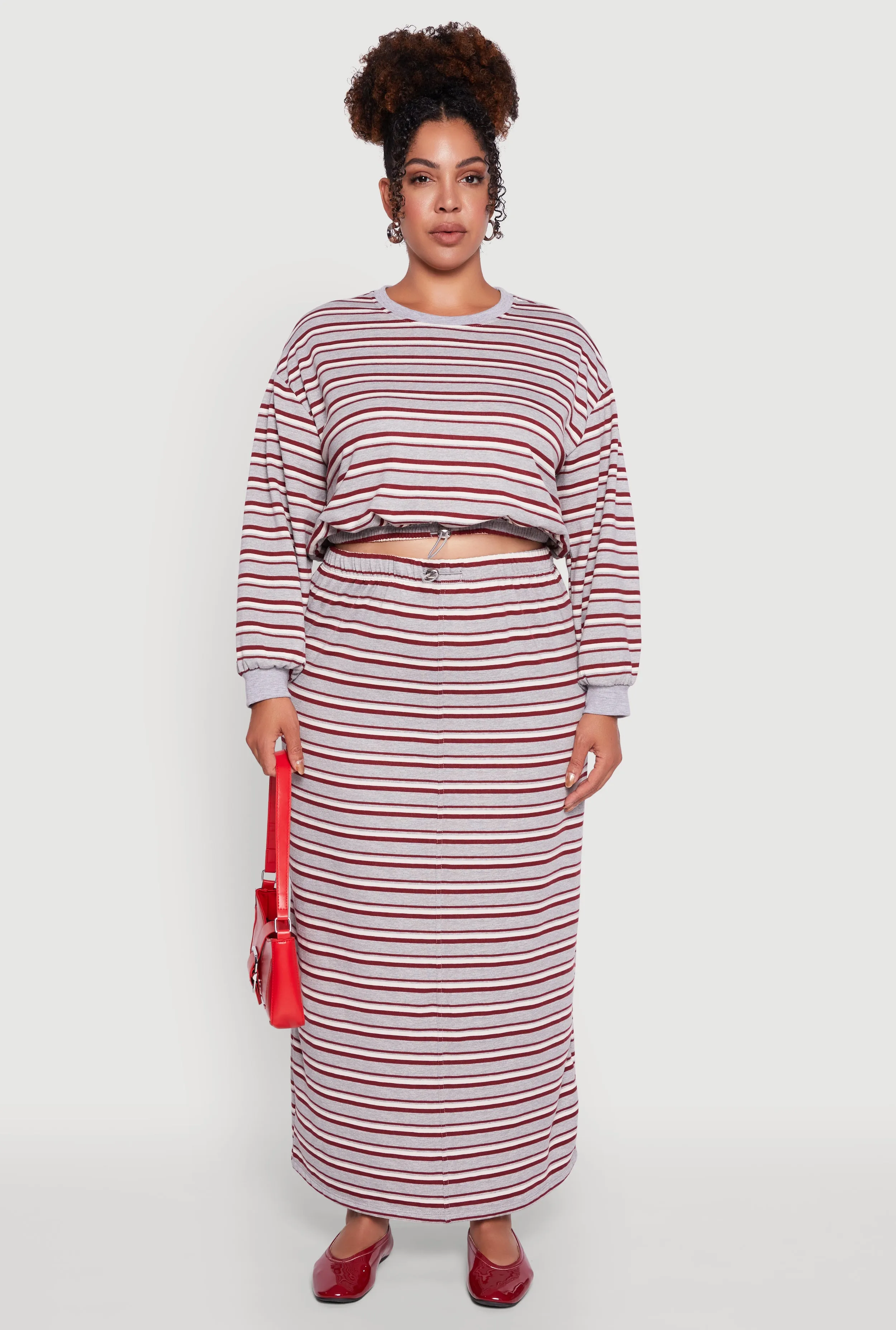 Plus Size Striped Toggle Drawstring Waist Maxi Skirt sold by Rainbow product image thumbnail 2