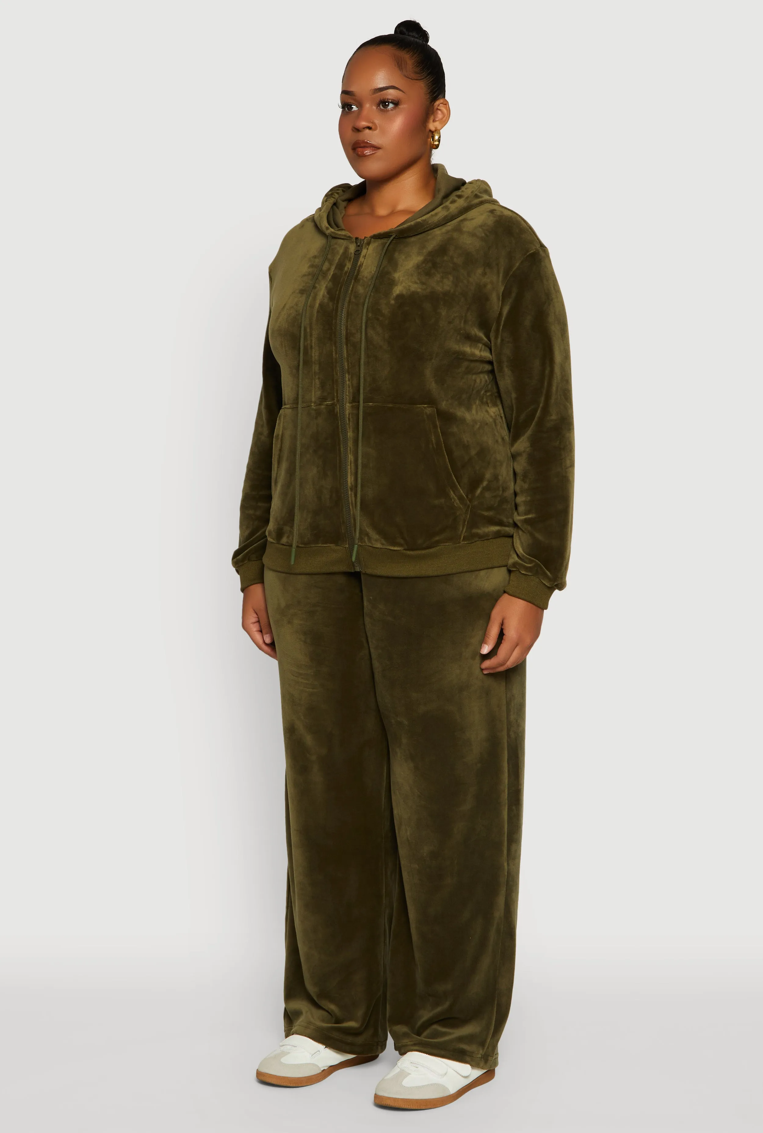 Plus Size Velour Zip Front Hooded Sweatshirt sold by Rainbow product image thumbnail 5