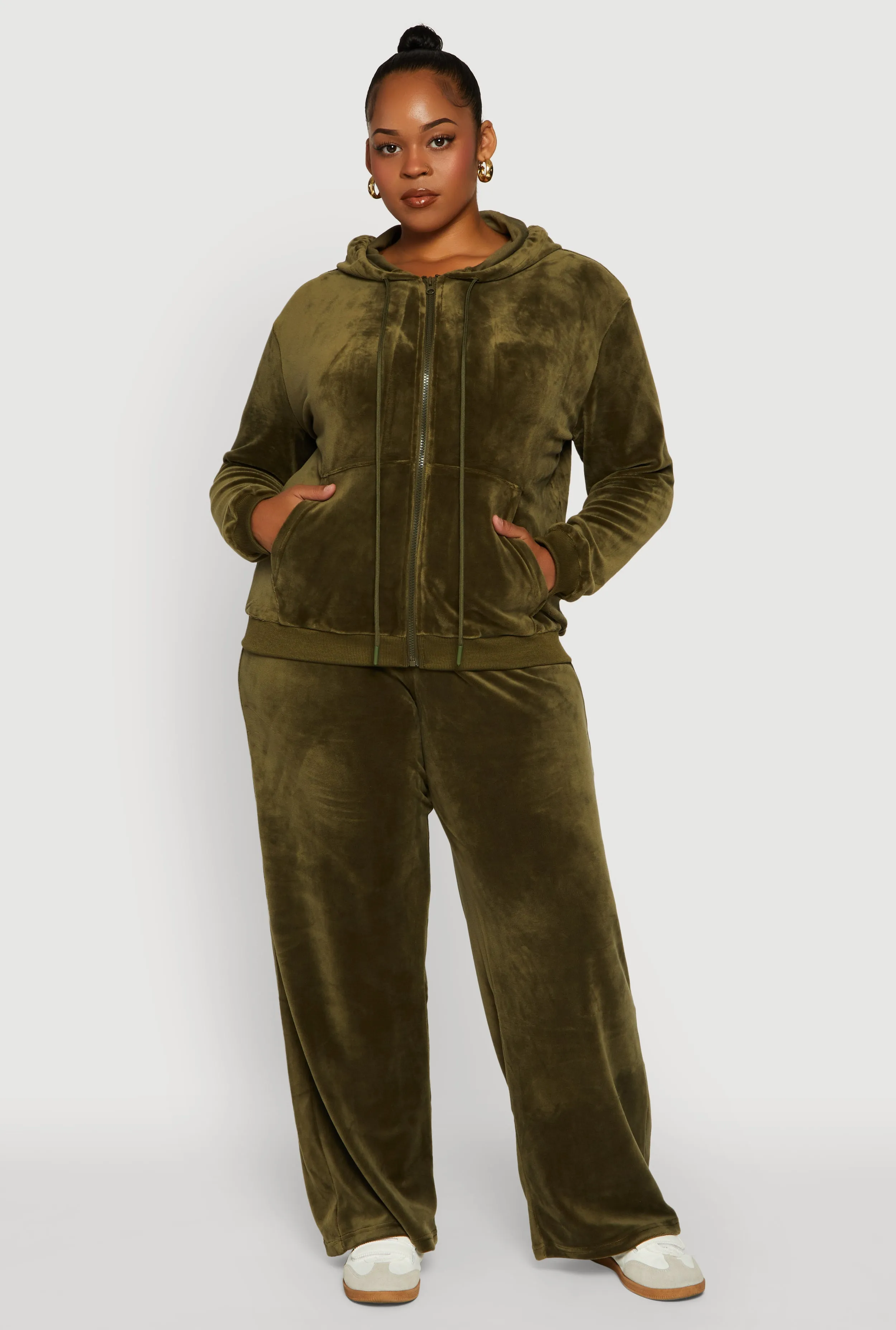 Plus Size Velour Zip Front Hooded Sweatshirt sold by Rainbow product image thumbnail 3