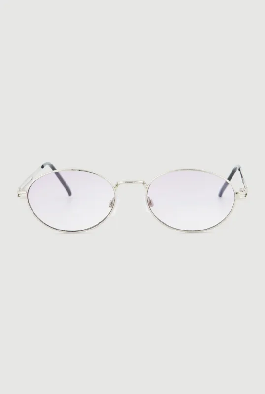 Cut Out Detail Metallic Oval Sunglasses sold by Rainbow