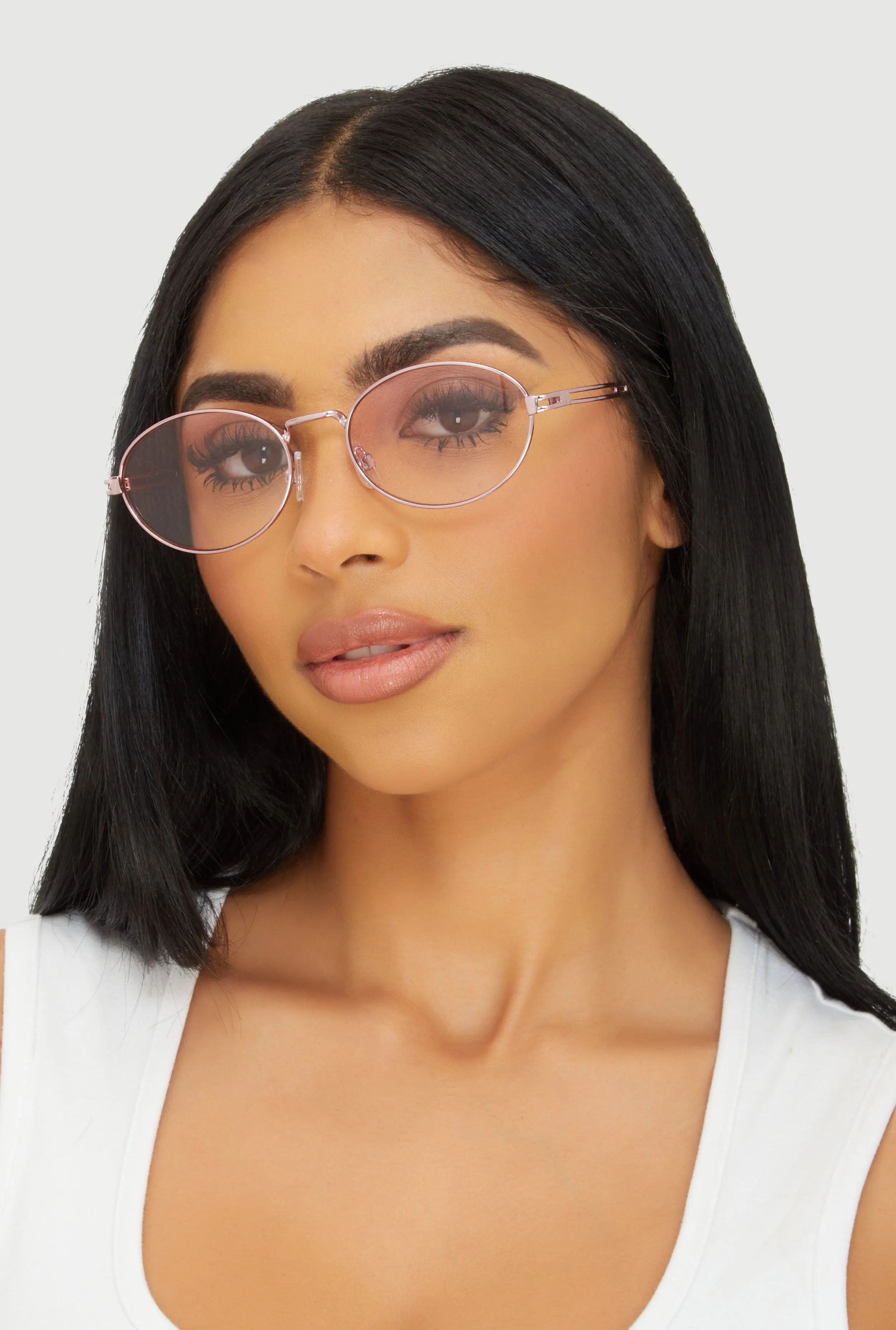 Cut Out Detail Metallic Oval Sunglasses sold by Rainbow product image thumbnail 2