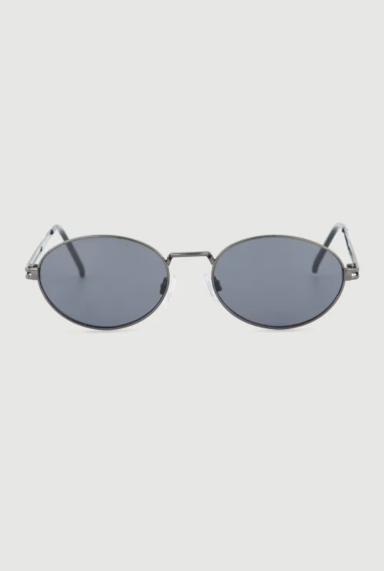Cut Out Detail Metallic Oval Sunglasses sold by Rainbow