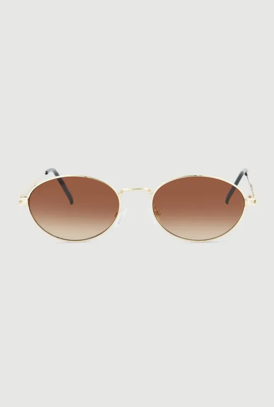 Cut Out Detail Metallic Oval Sunglasses sold by Rainbow