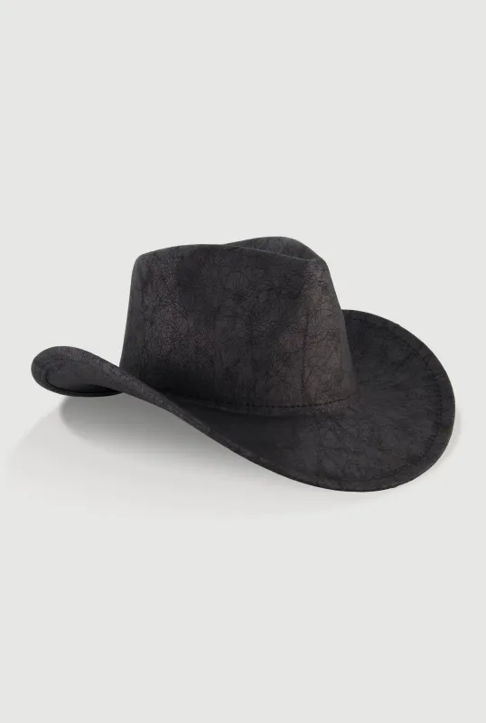 Distressed Faux Leather Cowboy Hat sold by Rainbow