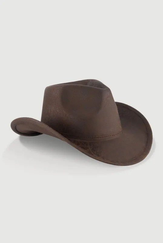 Distressed Faux Leather Cowboy Hat sold by Rainbow