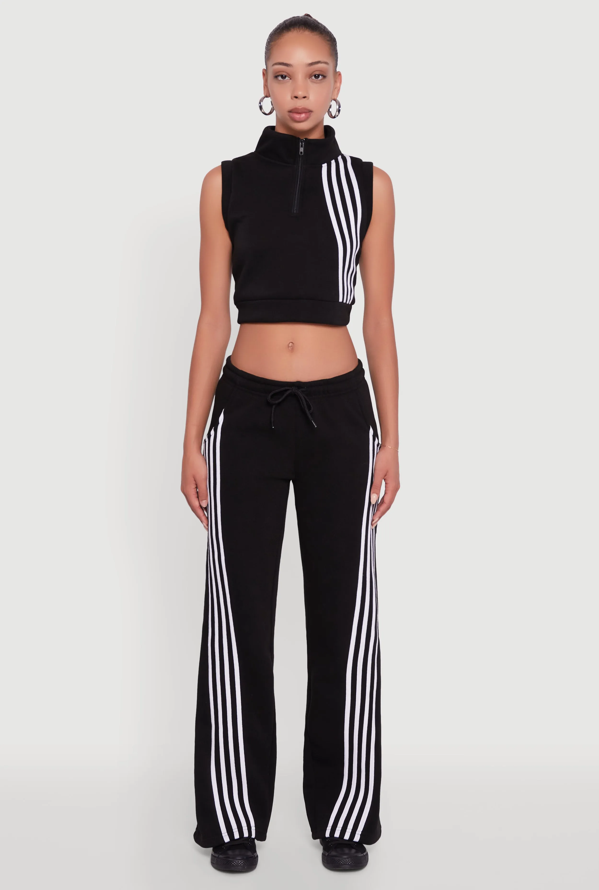 Striped Fleece Lined Wide Leg Sweatpants sold by Rainbow product image thumbnail 2