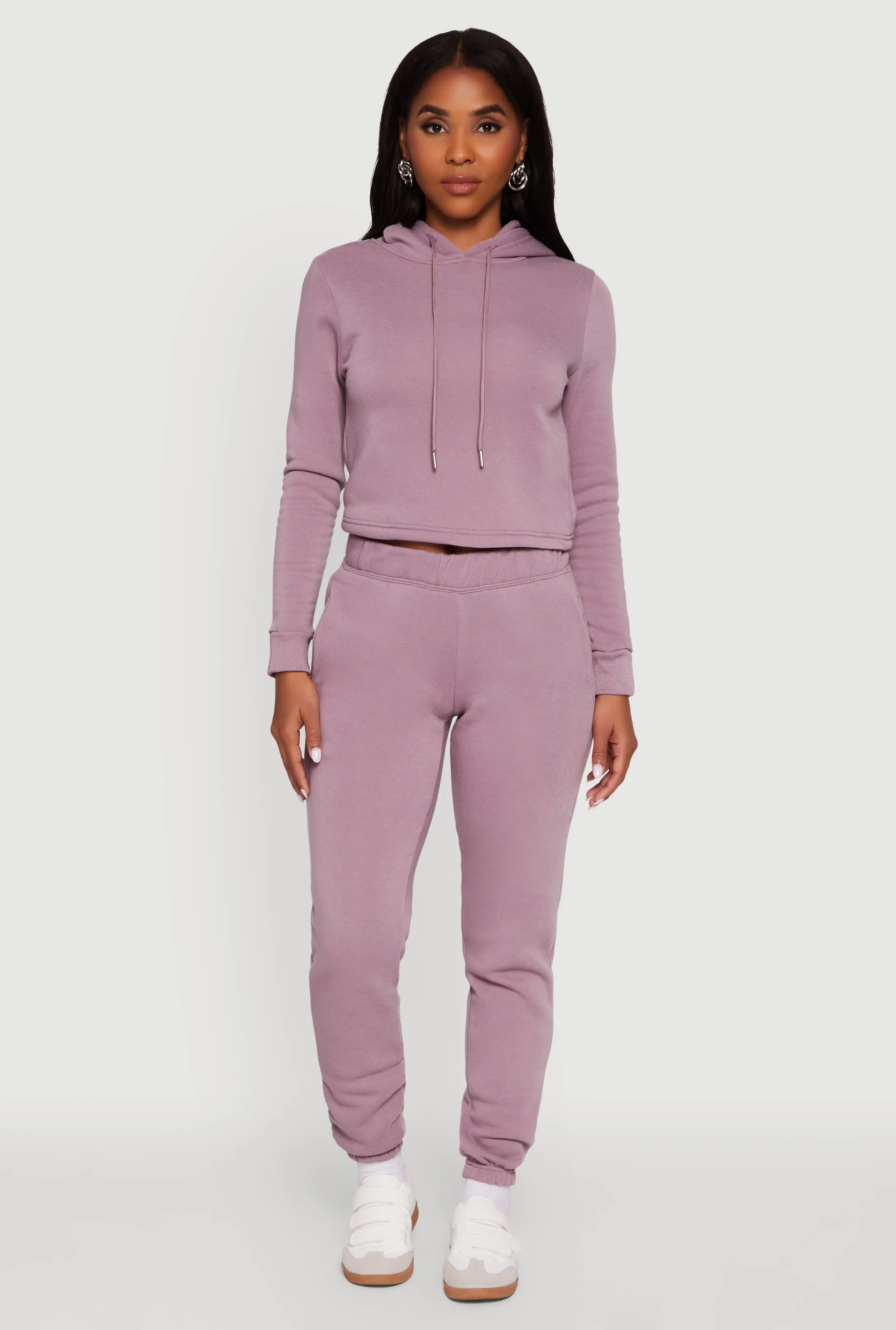 Fleece Lined Cropped Pullover Hooded Sweatshirt sold by Rainbow product image thumbnail 2