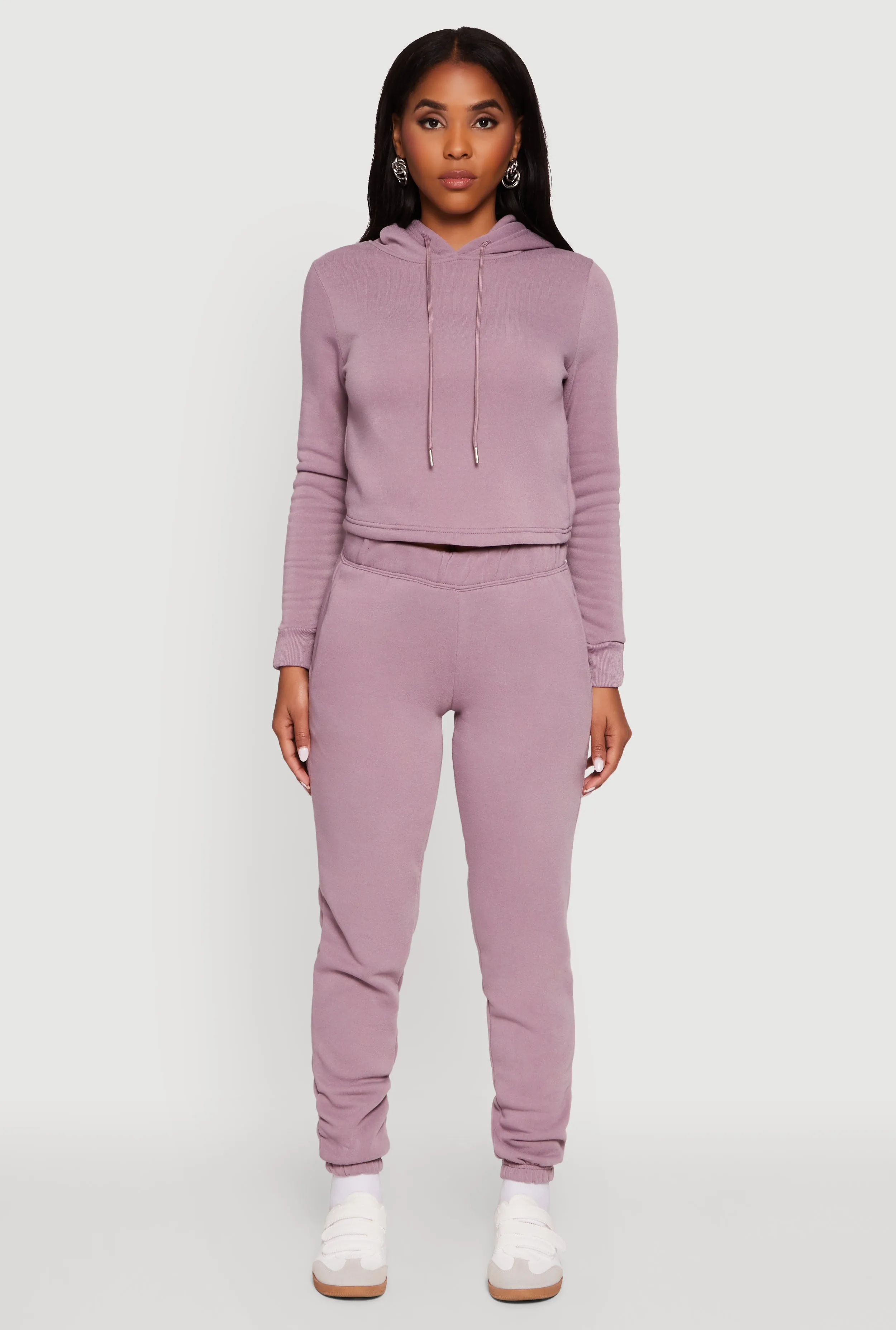 Fleece Lined Cropped Pullover Hooded Sweatshirt sold by Rainbow product image thumbnail 3