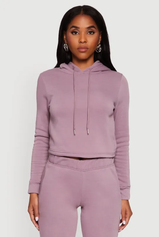 Fleece Lined Cropped  Pullover Hooded Sweatshirt sold by Rainbow
