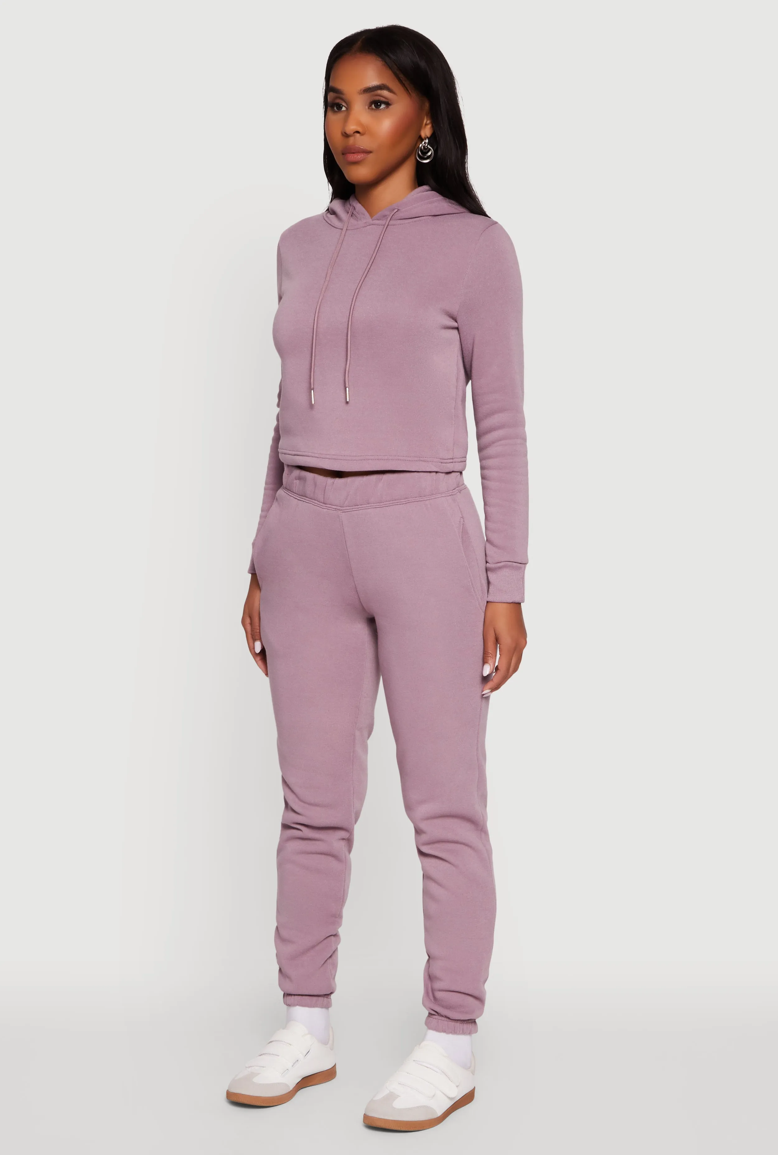 Fleece Lined Cropped Pullover Hooded Sweatshirt sold by Rainbow product image thumbnail 5