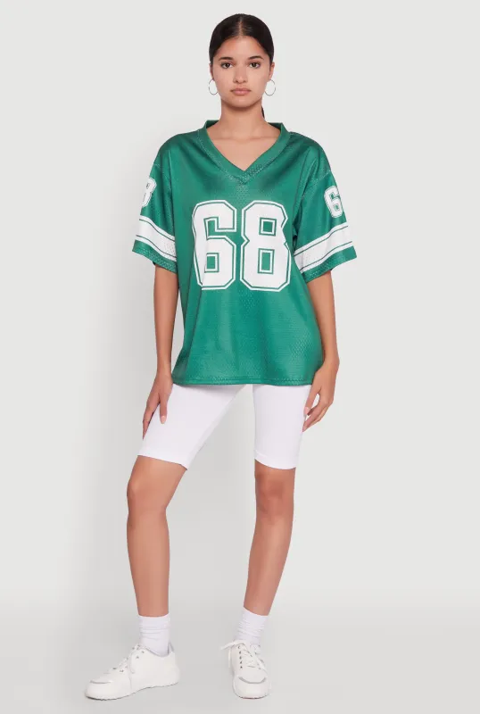 68 Graphic V-Neck Football Jersey sold by Rainbow