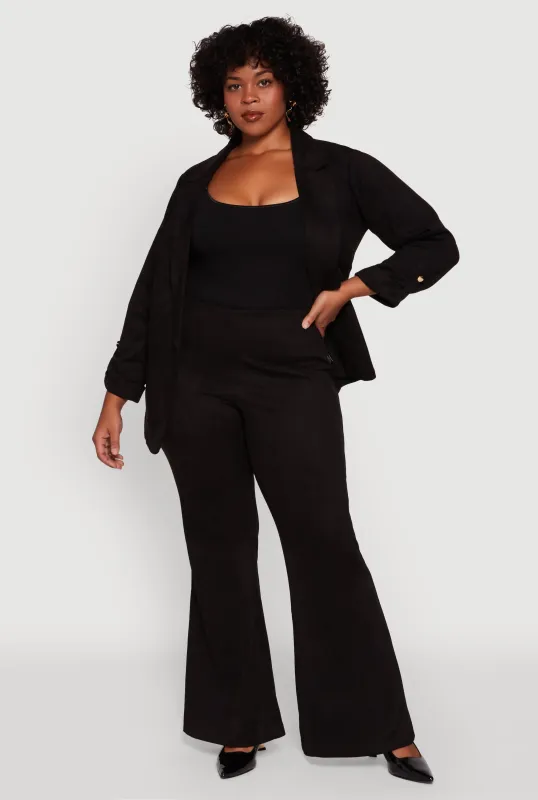 Plus Size High Waisted Faux Suede Flare Dress Pants sold by Rainbow
