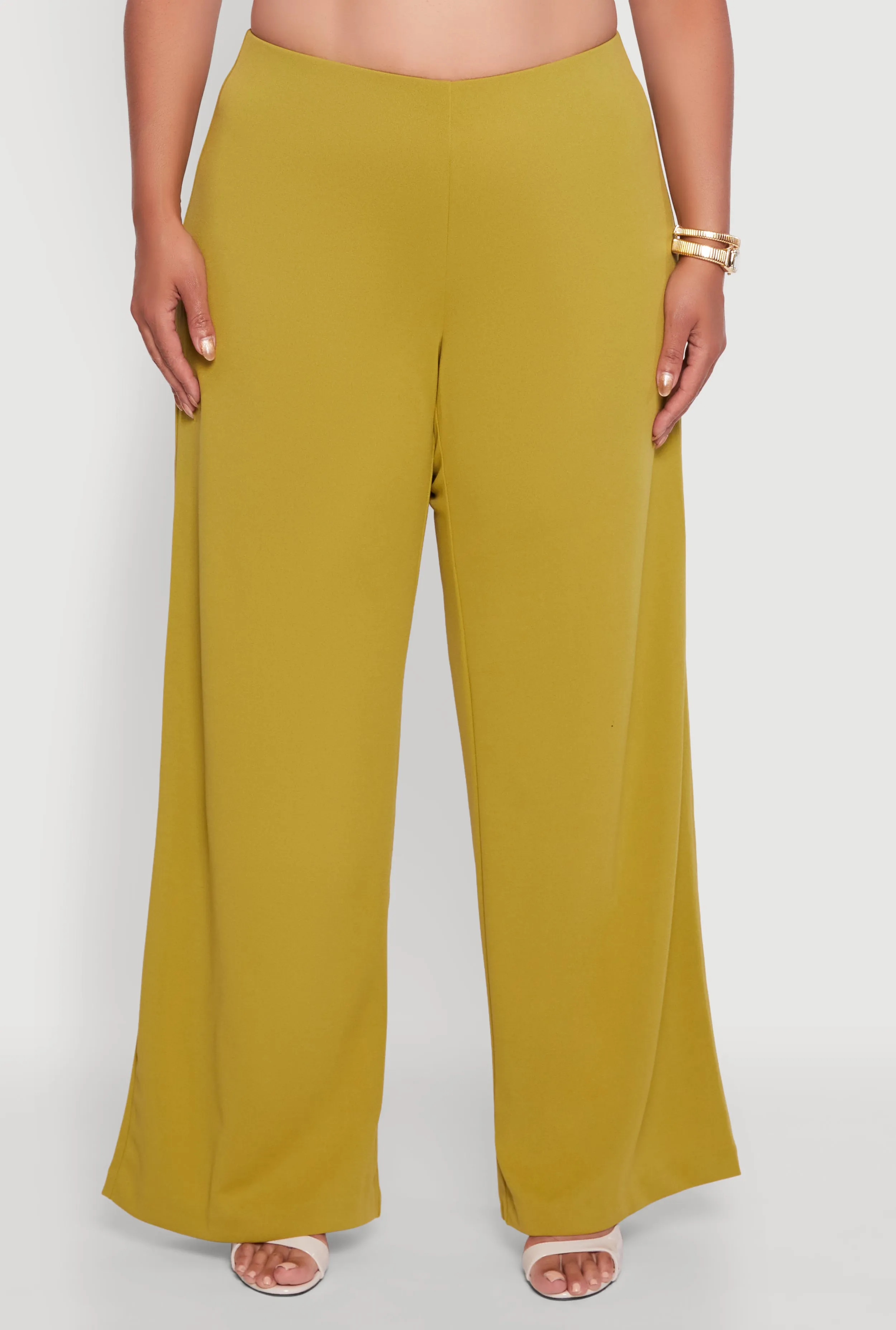 Plus Size Crepe Knit High Waisted Wide Leg Pants sold by Rainbow product image thumbnail 3