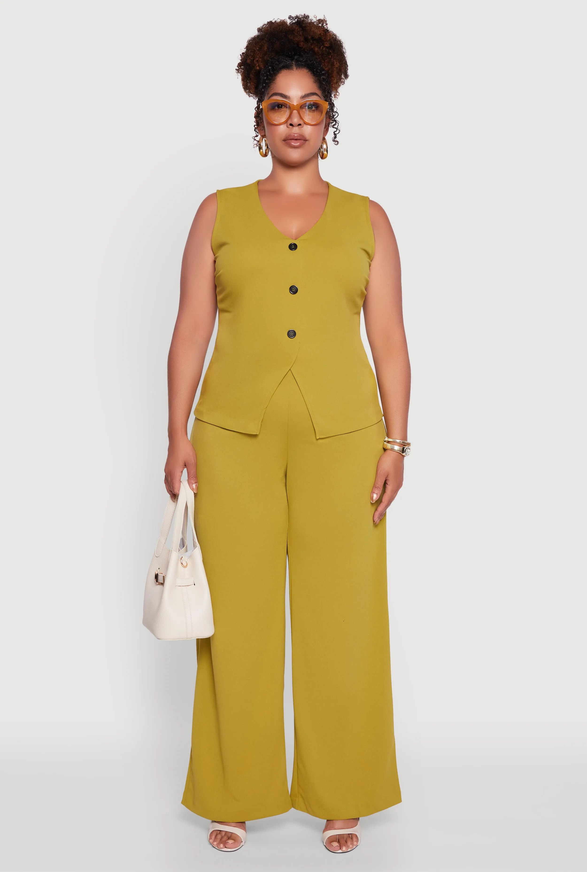 Plus Size Crepe Knit High Waisted Wide Leg Pants sold by Rainbow product image thumbnail 2