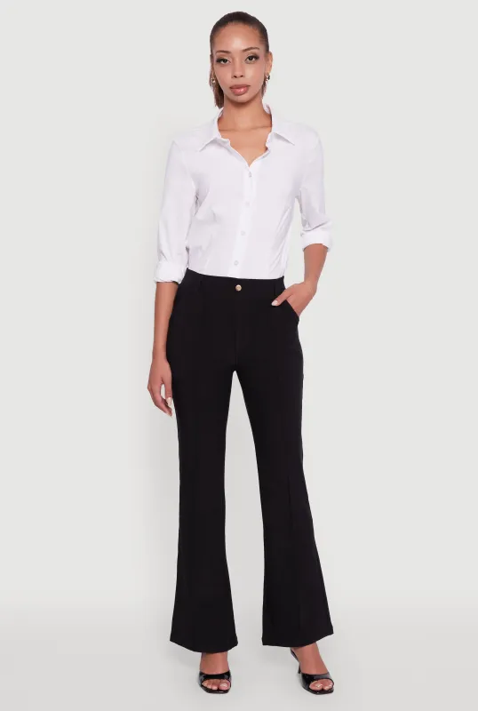 Scuba Pintuck Pull On Flare Pants sold by Rainbow