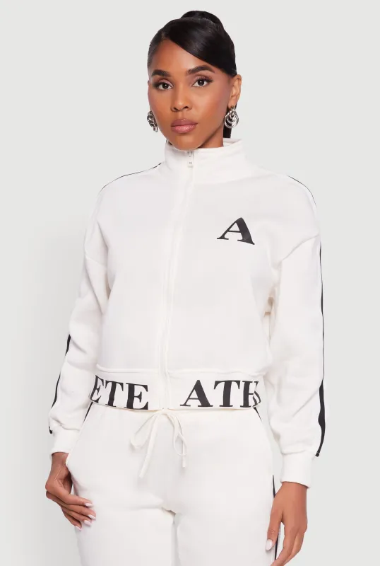 Athlete Graphic Zip Front Sweatshirt sold by Rainbow