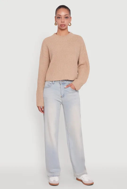 Cozy Oversized Cropped Mock Neck Sweater made by Ambiance