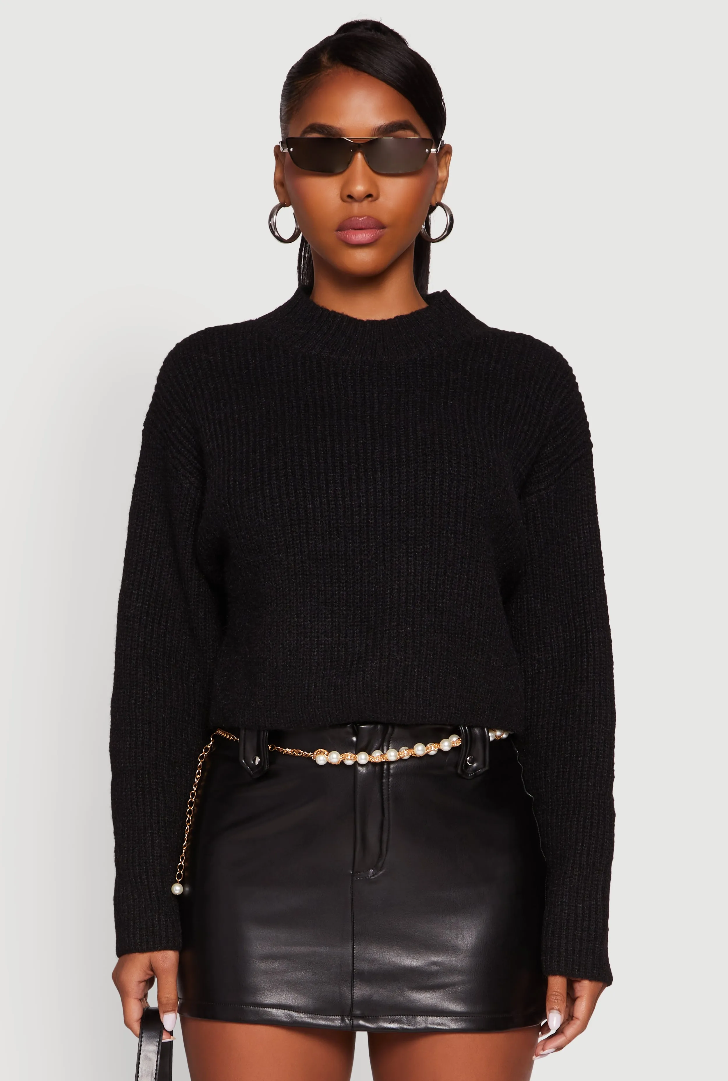 Cozy Oversized Cropped Mock Neck Sweater sold by Rainbow product image thumbnail 2