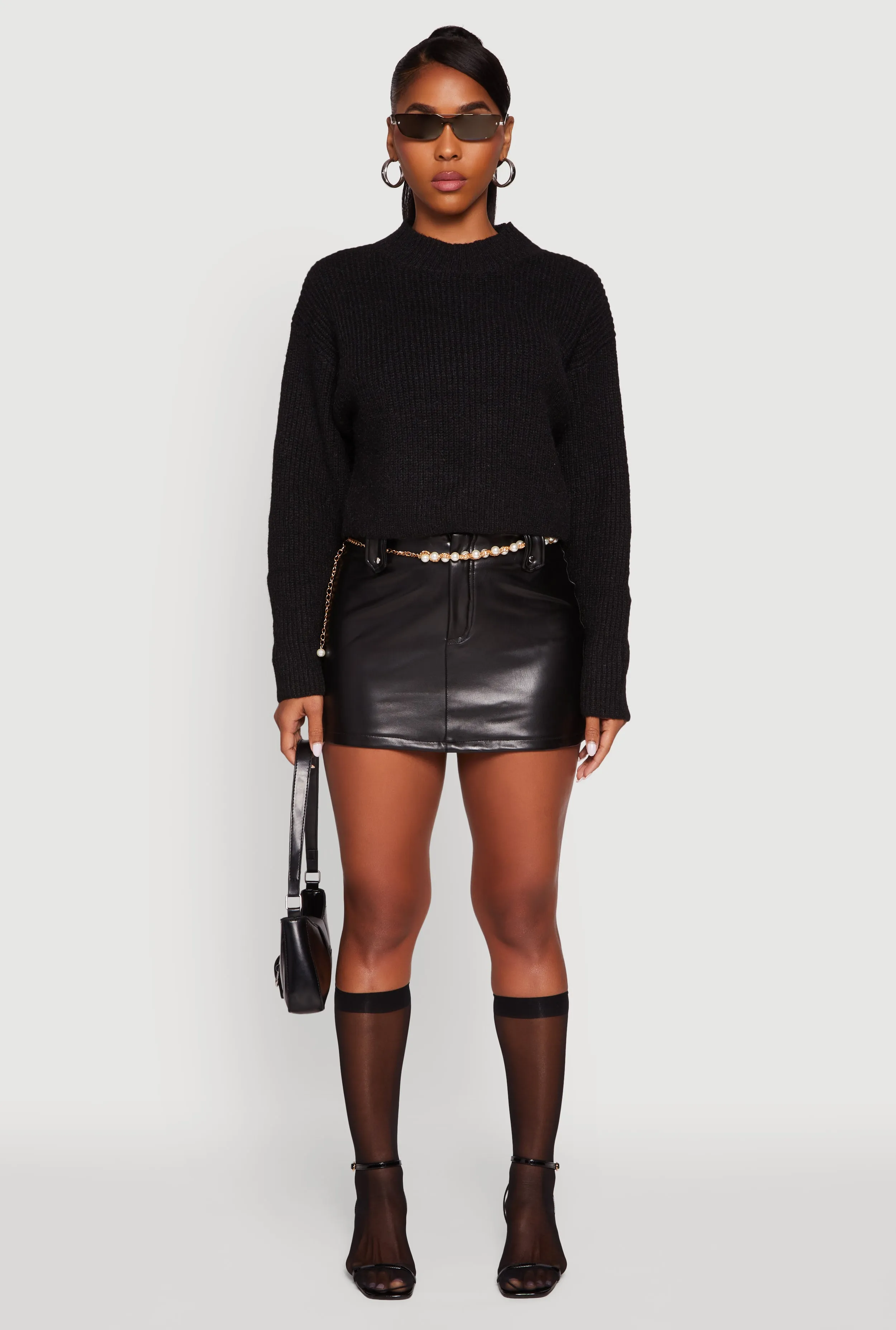 Cozy Oversized Cropped Mock Neck Sweater sold by Rainbow product image thumbnail 3