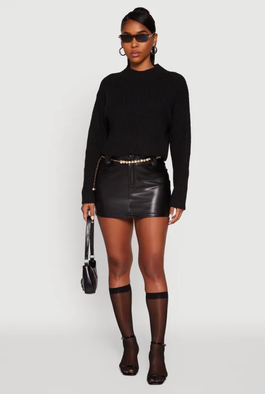 Cozy Oversized Cropped Mock Neck Sweater sold by Rainbow