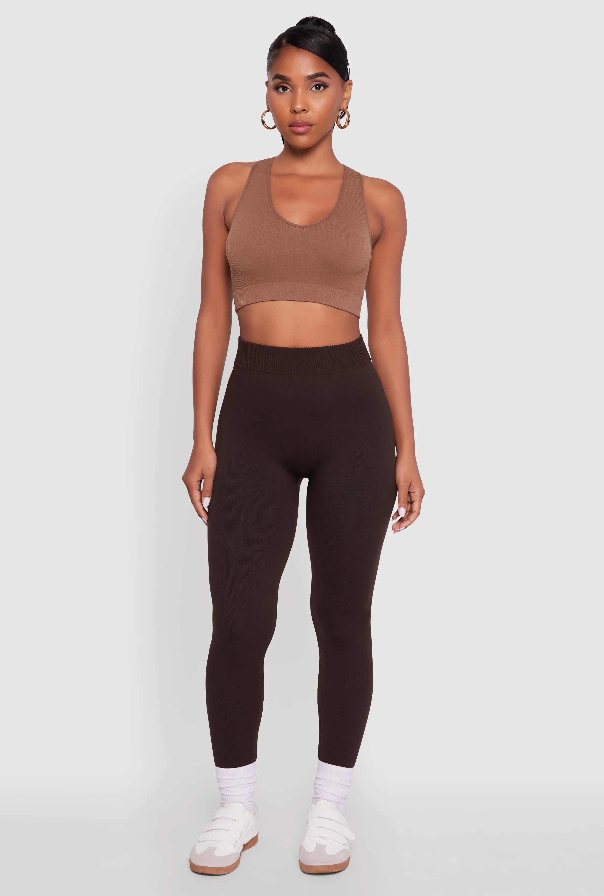 Rib Knit High Waisted French Terry Lined Leggings sold by Rainbow