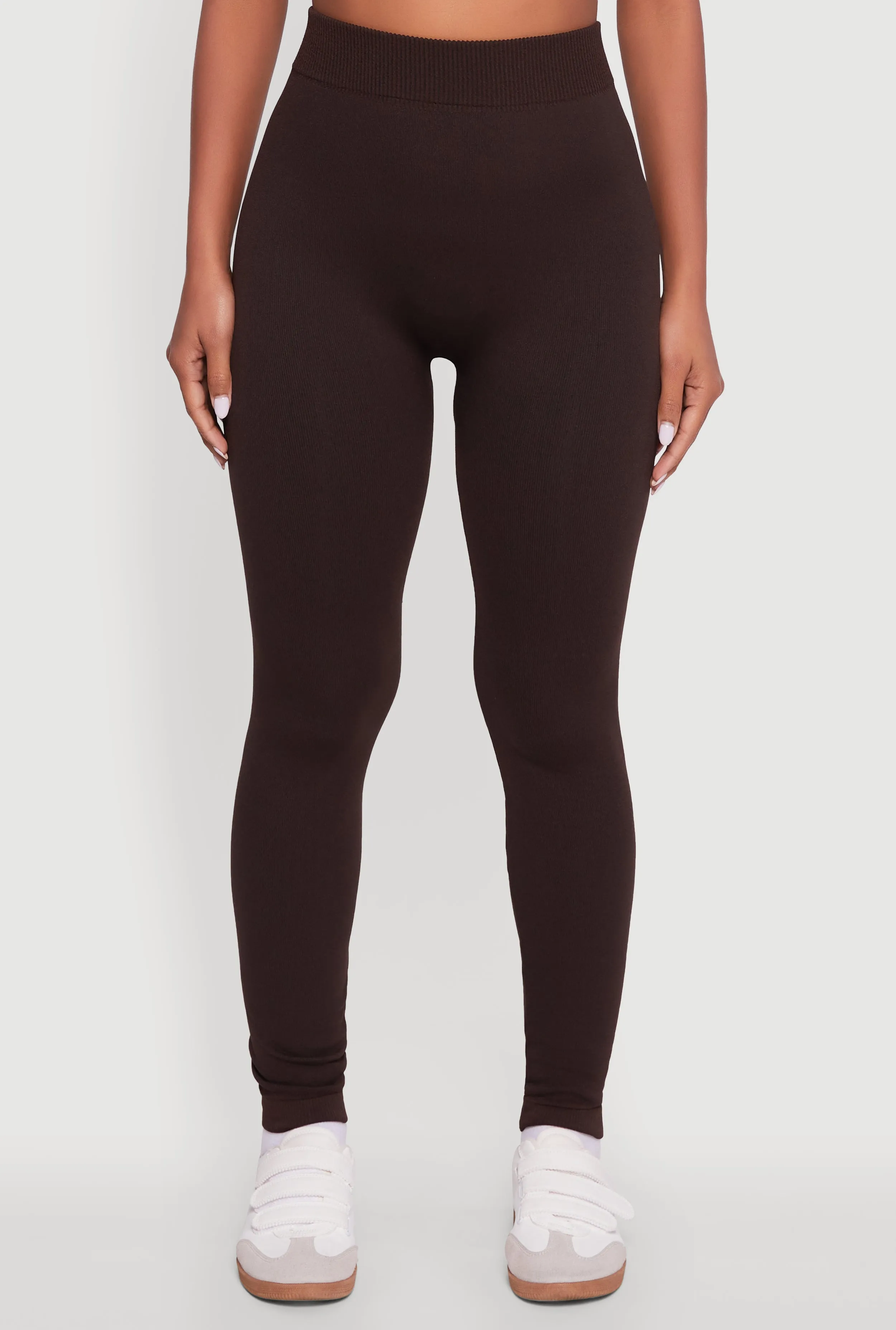 Rib Knit High Waisted French Terry Lined Leggings sold by Rainbow product image thumbnail 5