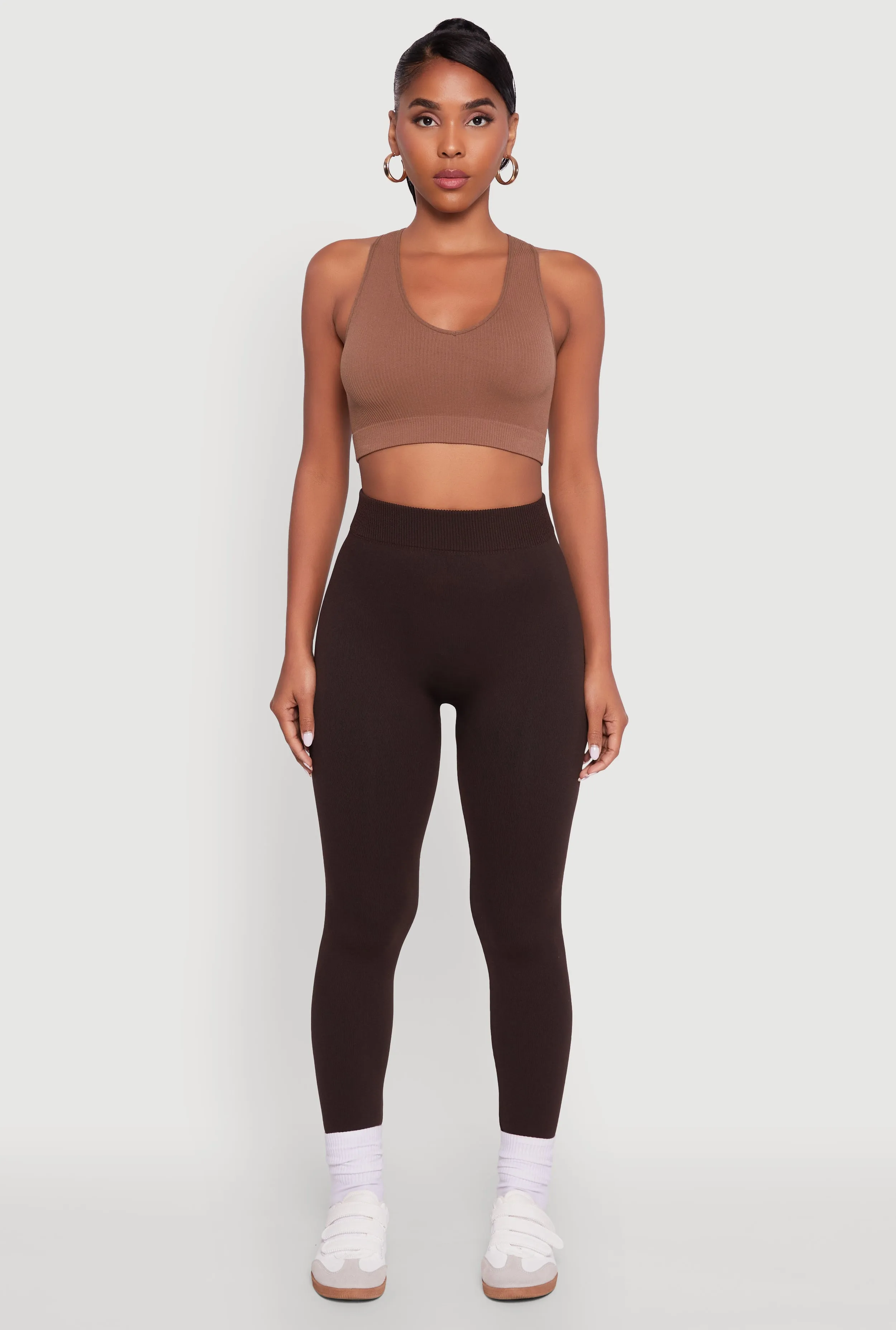 Rib Knit High Waisted French Terry Lined Leggings sold by Rainbow product image thumbnail 2