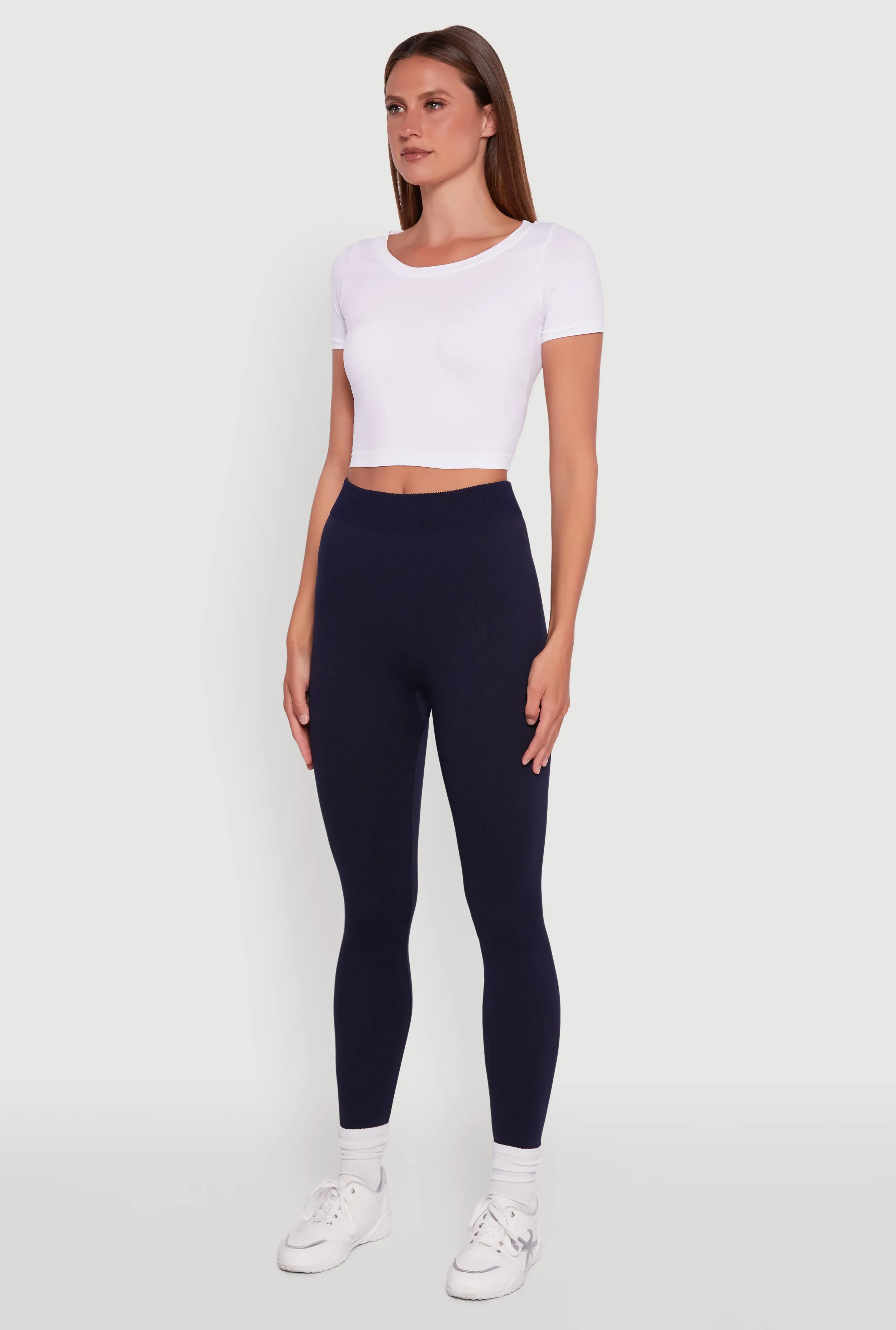 Rib Knit High Waisted French Terry Lined Leggings sold by Rainbow product image thumbnail 3