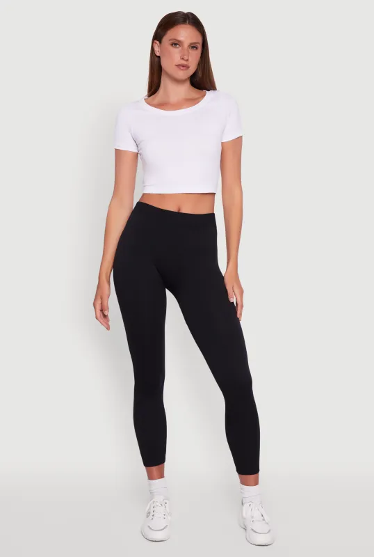 Rib Knit High Waisted French Terry Lined Leggings sold by Rainbow