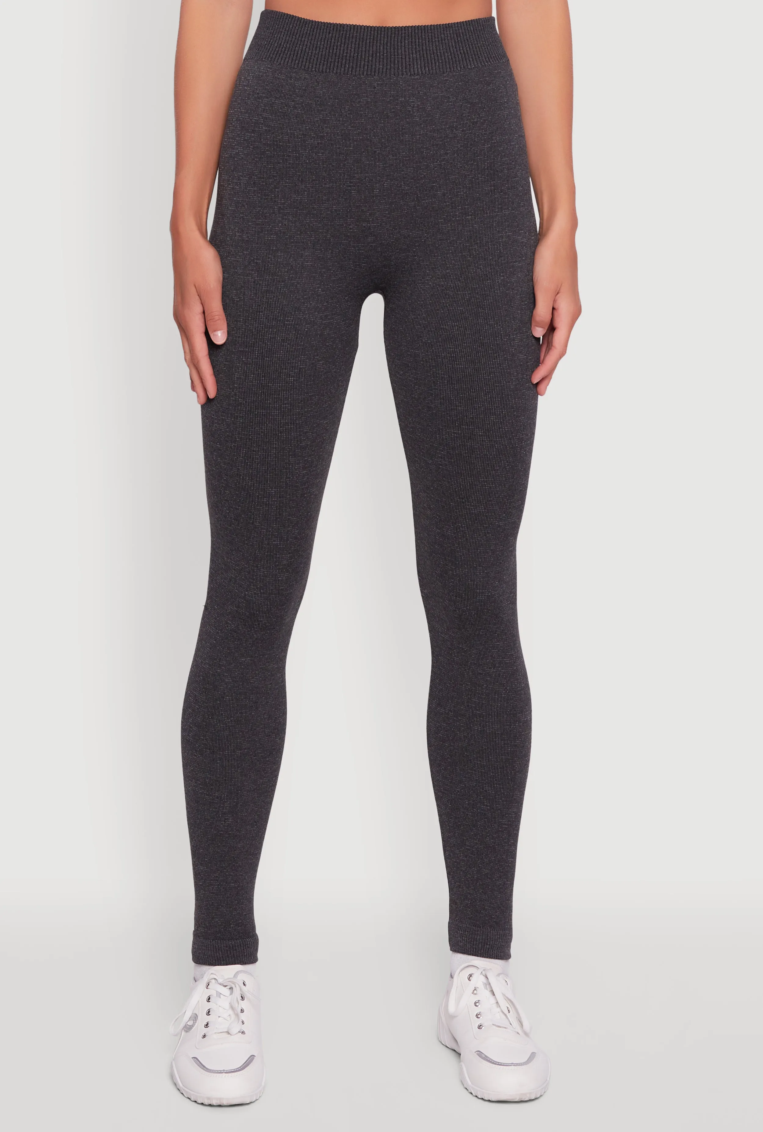 Rib Knit High Waisted French Terry Lined Leggings sold by Rainbow product image thumbnail 5