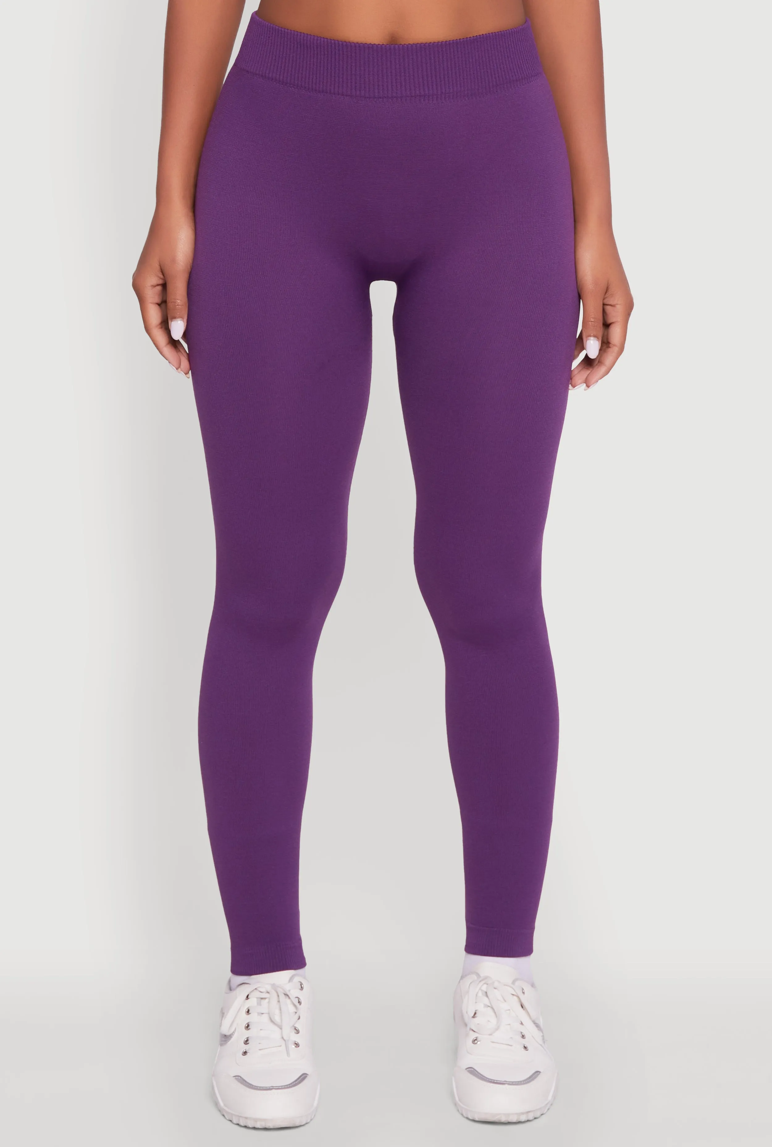 Rib Knit High Waisted French Terry Lined Leggings sold by Rainbow product image thumbnail 5