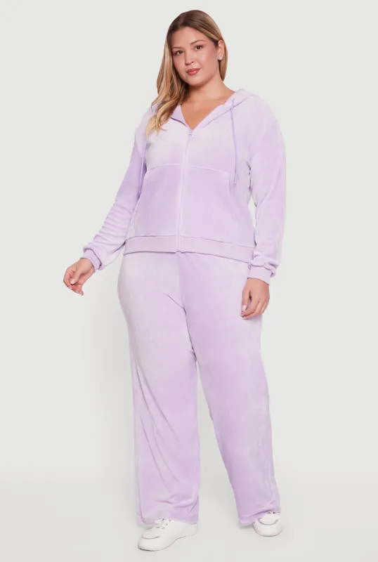 Plus Size Velour High Waisted Wide Leg Sweatpants sold by Rainbow