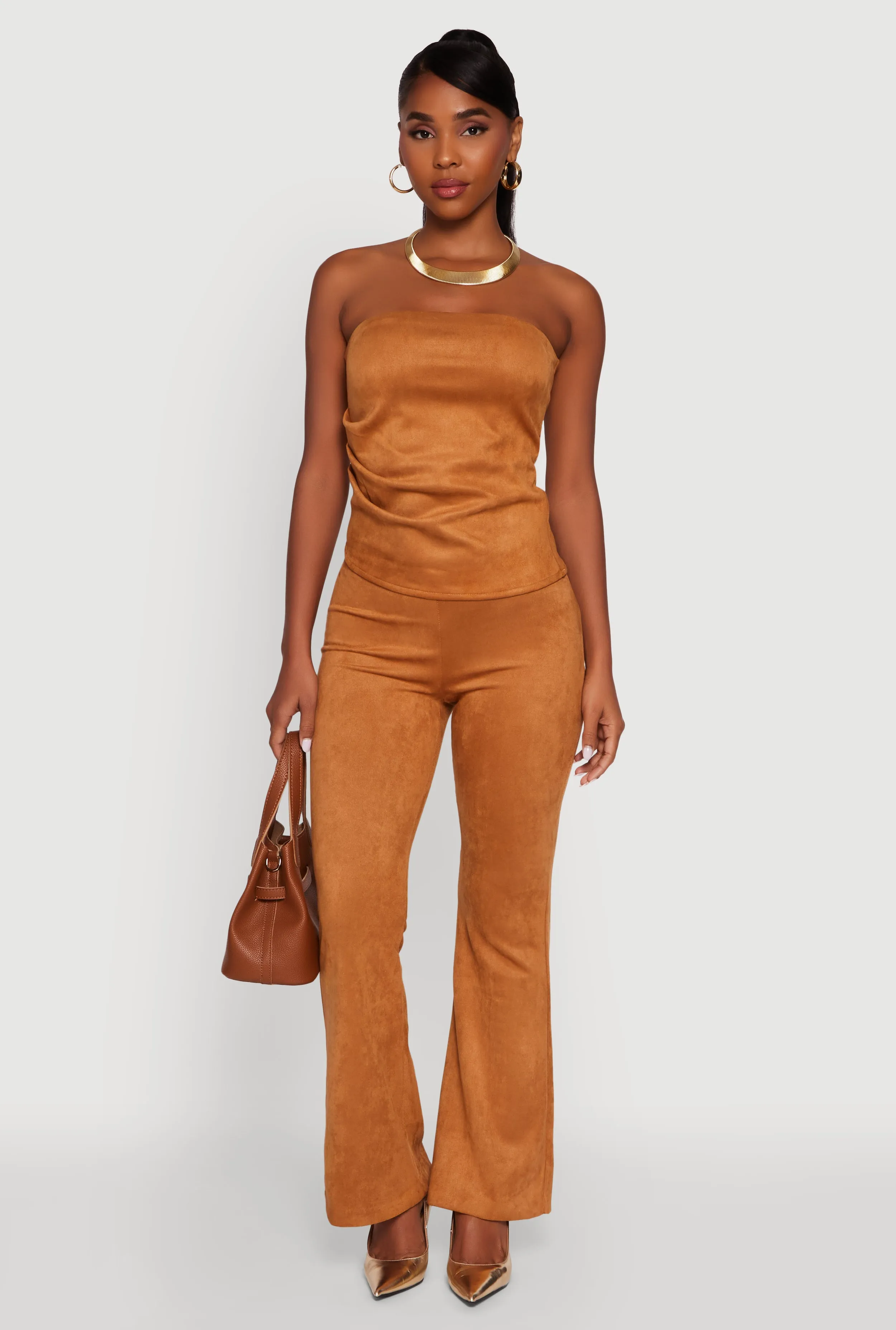 Faux Suede Flare Pants sold by Rainbow