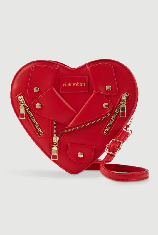 Faux Leather Rich Rabbit Graphic Heart Shaped Crossbody Bag sold by Rainbow