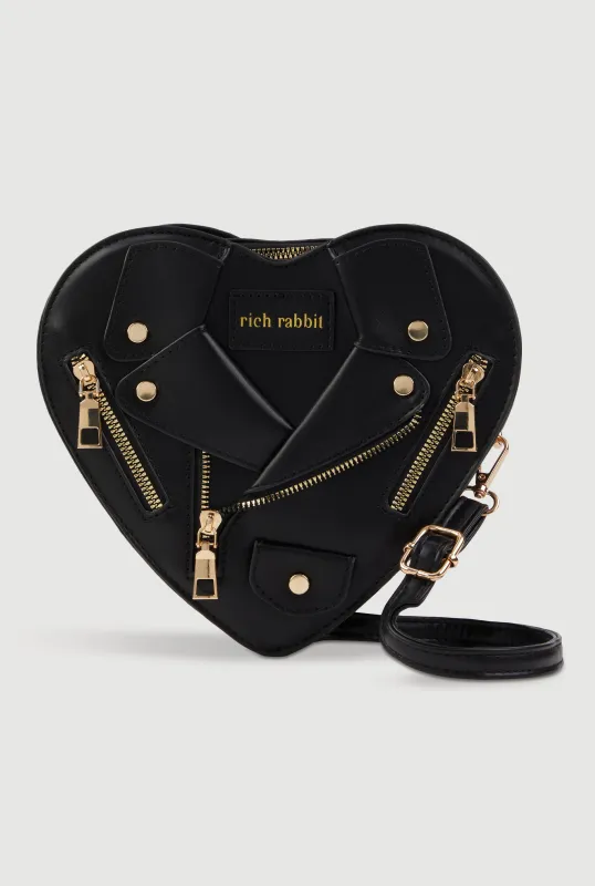 Faux Leather Rich Rabbit Graphic Heart Shaped Crossbody Bag sold by Rainbow