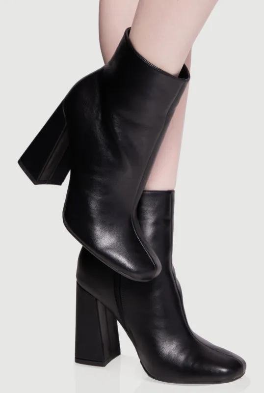 Trendy Block Heel Almond Toe Booties sold by Rainbow