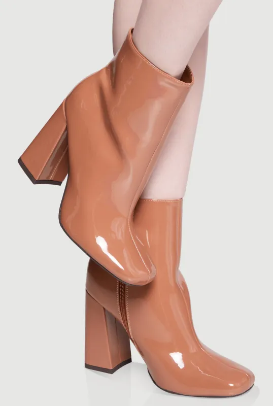 Trendy Block Heel Almond Toe Booties sold by Rainbow