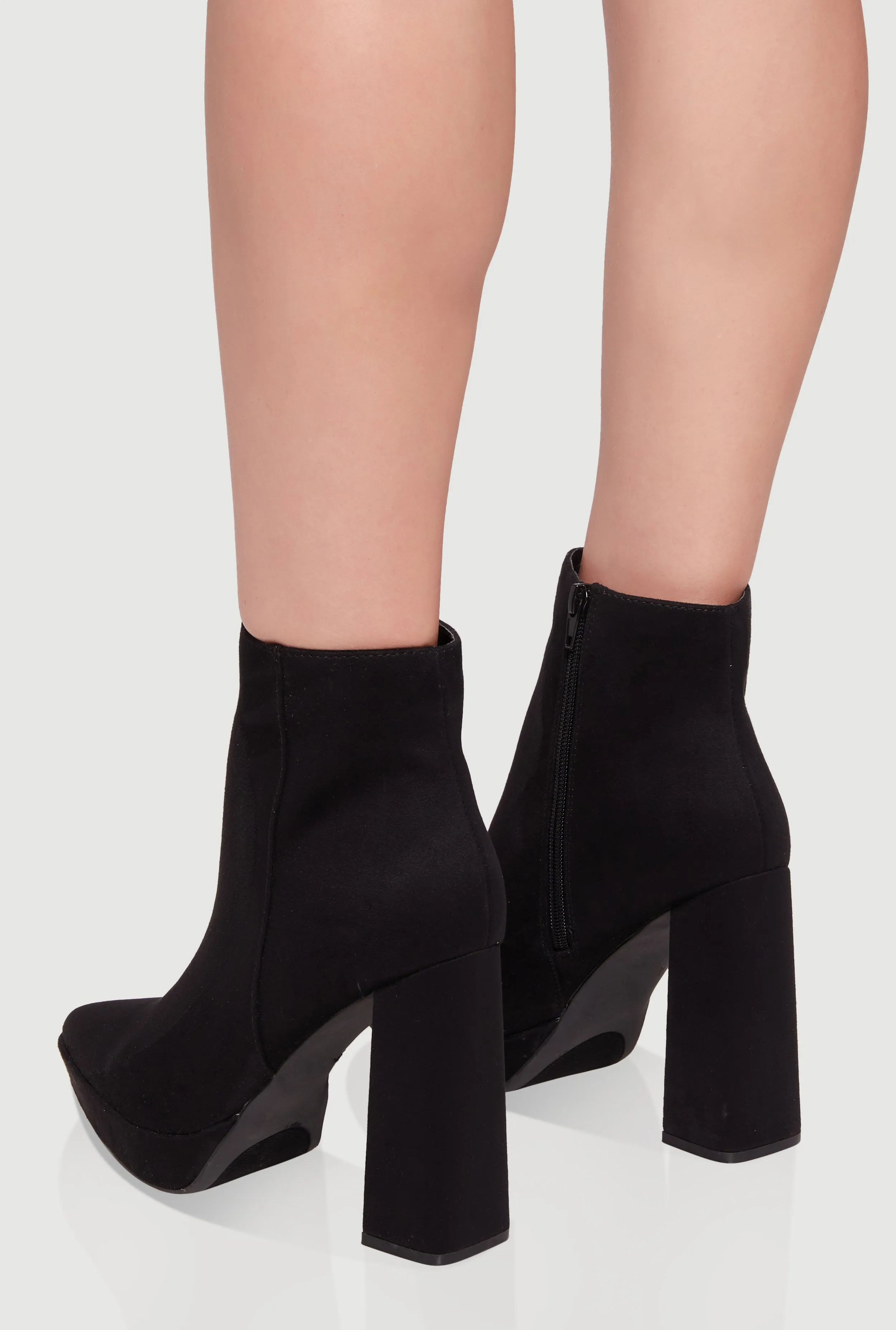 Side Zip Pointy Toe Block Heel Booties sold by Rainbow product image thumbnail 3