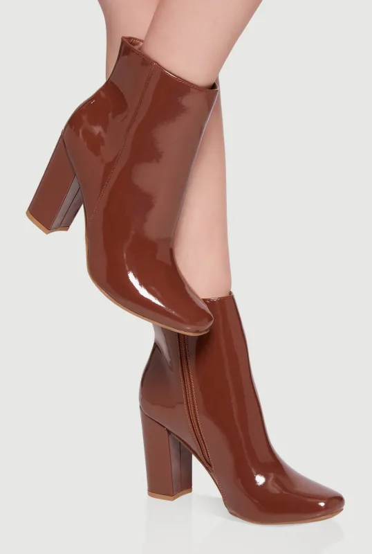 Trendy Almond Toe Block Heel Booties sold by Rainbow