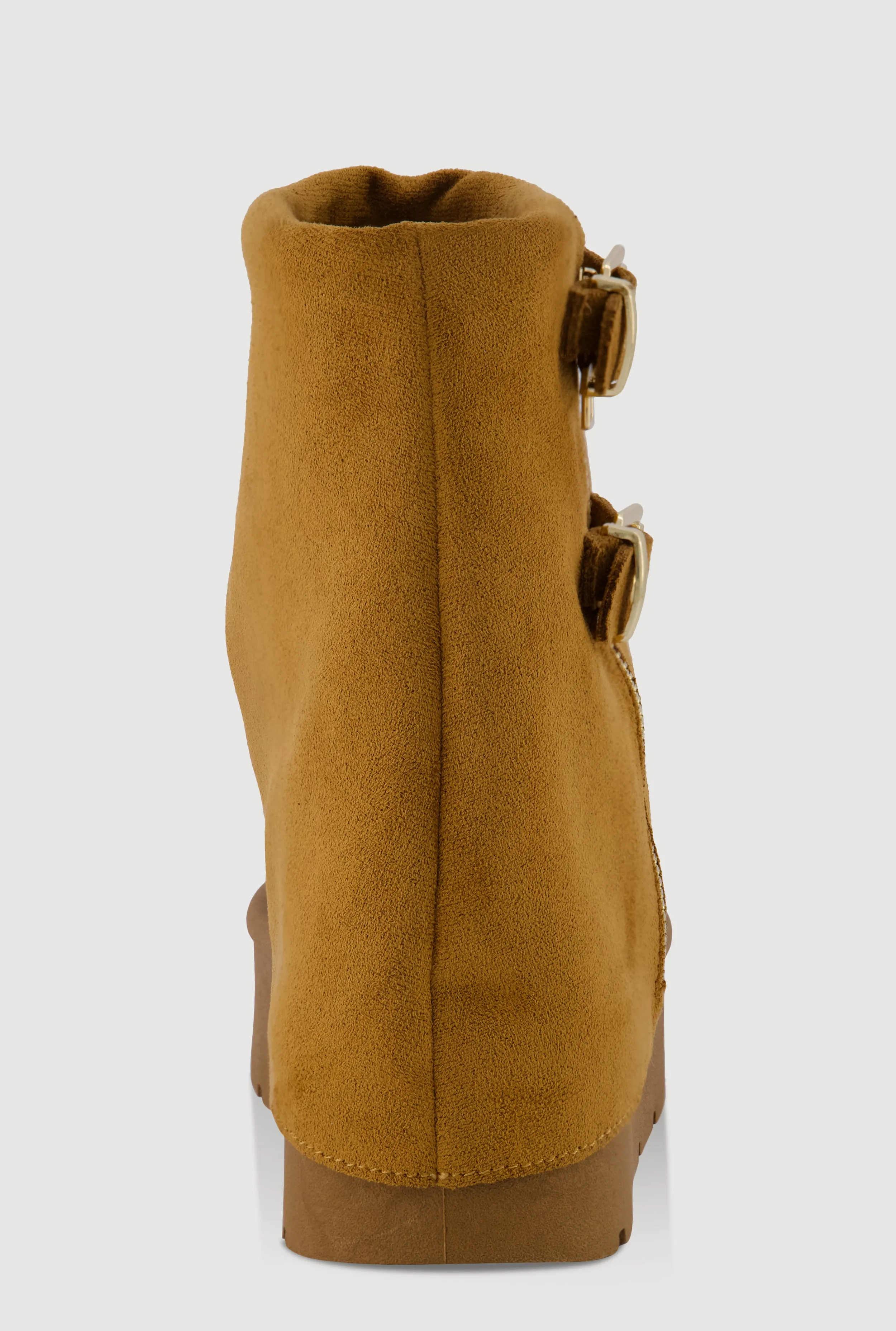 Faux Suede Platform Ankle Boots with Buckles and Zip Detail sold by Rainbow product image thumbnail 3