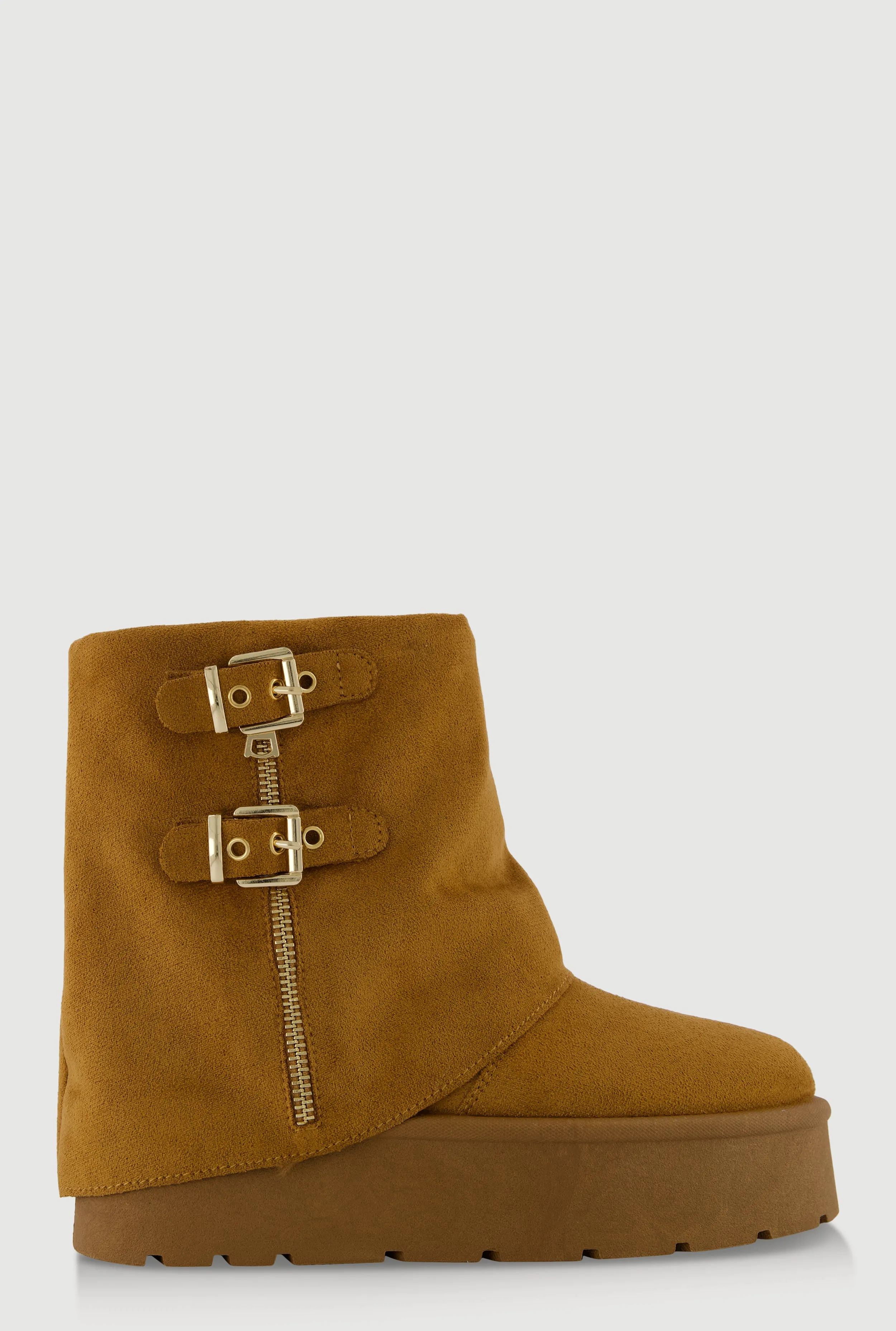 Faux Suede Platform Ankle Boots with Buckles and Zip Detail sold by Rainbow product image thumbnail 2